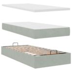 Ottoman-Bett mit Matratze Hellgrau 80x200 cm Samt – Bild 8