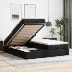 Ottoman-Bett mit Matratzen Schwarz 160x200 cm Kunstleder