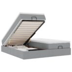 Ottoman-Bett mit Matratzen Hellgrau 160x200 cm Stoff – Bild 2