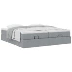 Ottoman-Bett mit Matratzen Hellgrau 160x200 cm Stoff – Bild 5