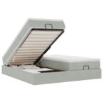 Ottoman-Bett mit Matratzen Hellgrau 160x200 cm Samt – Bild 2