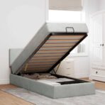 Ottoman-Bett mit Matratze Hellgrau 80x200 cm Samt