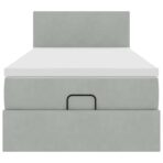 Ottoman-Bett mit Matratze Hellgrau 80x200 cm Samt – Bild 7