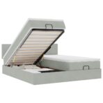 Ottoman-Bett mit Matratzen Hellgrau 160x200 cm Samt – Bild 2