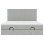 Ottoman-Bett mit Matratzen Hellgrau 160x200 cm Samt – Bild 7