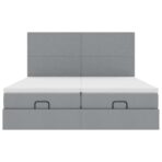 Ottoman-Bett mit Matratzen & LEDs Hellgrau 160x200 cm Stoff – Bild 8