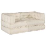 Modulares Sofa 2 pcs Creme 140 x 70 x 56 cm Stoff