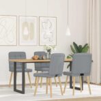 Esszimmerstühle 4 Stk. Hellgrau Stoff – Bild 2