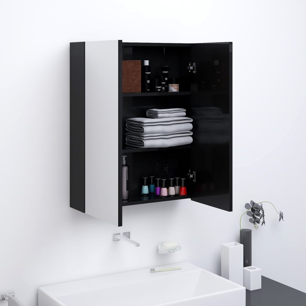 331524_1.jpg Bad-Spiegelschrank 60x15x75 cm MDF Glänzendes Schwarz – Bild 1
