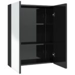 Bad-Spiegelschrank 60x15x75 cm MDF Glänzendes Schwarz – Bild 2