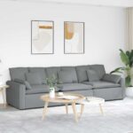 Modulares Sofa mit Kissen Hellgrau