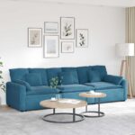 Modulares Sofa mit Kissen Blau
