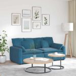 Modulares Sofa mit Kissen Blau