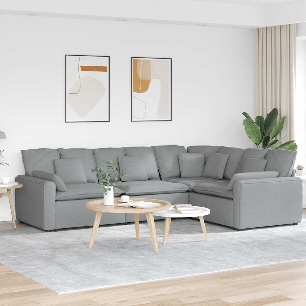3321147_1.jpg Modulares Sofa mit Kissen Stoff Hellgrau – Bild 1