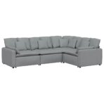Modulares Sofa mit Kissen Stoff Hellgrau – Bild 2