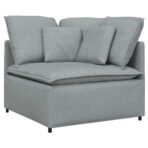 Modulares Sofa mit Kissen Stoff Hellgrau – Bild 5
