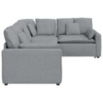 Modulares Sofa mit Kissen Stoff Hellgrau – Bild 7