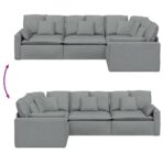Modulares Sofa mit Kissen Stoff Hellgrau – Bild 9
