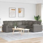 Modulares Sofa mit Kissen Cordstoff Hellgrau