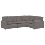Modulares Sofa mit Kissen Cordstoff Hellgrau – Bild 2