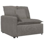 Modulares Sofa mit Kissen Cordstoff Hellgrau – Bild 3