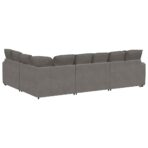 Modulares Sofa mit Kissen Cordstoff Hellgrau – Bild 8