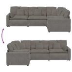 Modulares Sofa mit Kissen Cordstoff Hellgrau – Bild 9