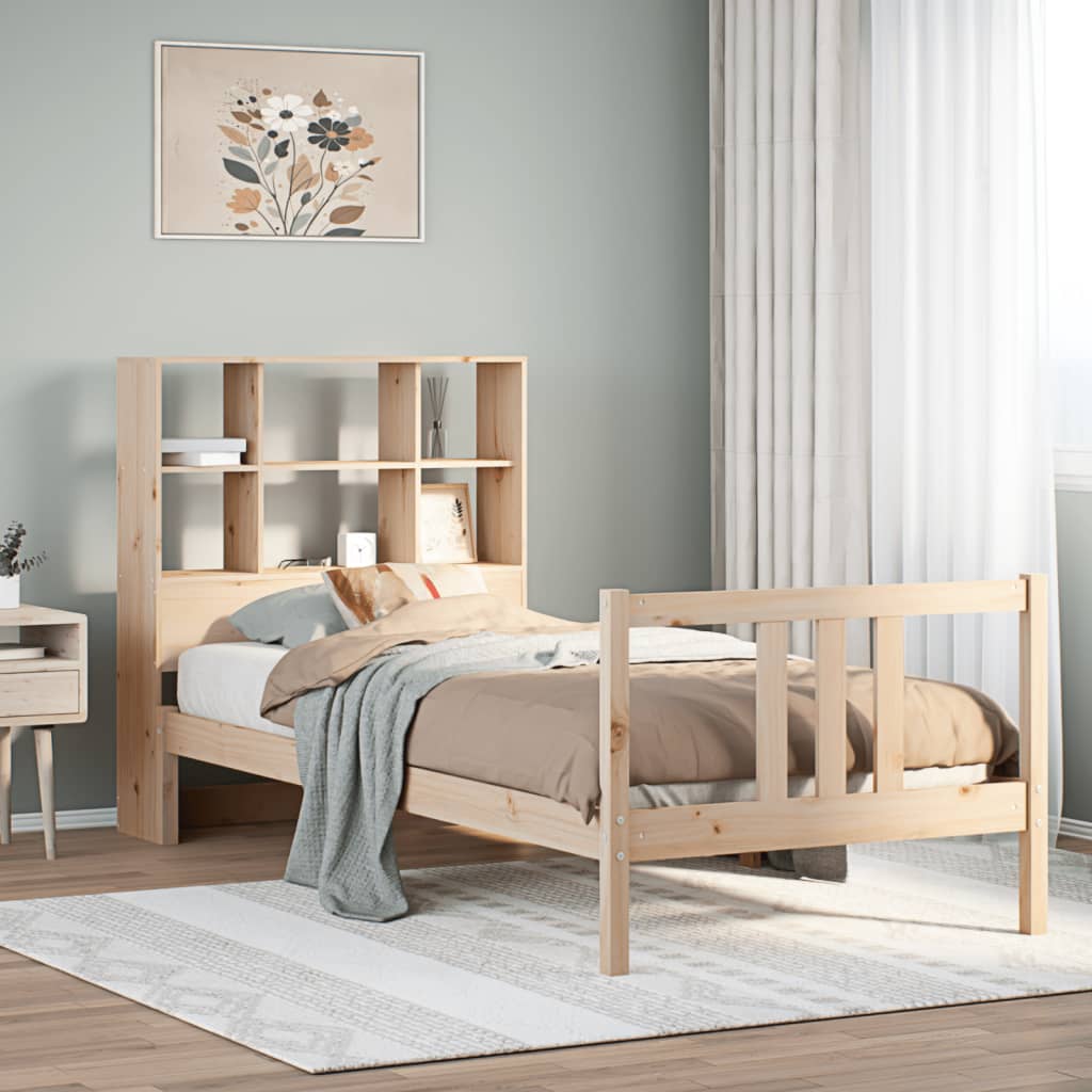 3322301_1.jpg Massivholzbett mit Regal ohne Matratze 90x190 cm Kiefernholz - Massivholz Kiefer – Bild 1