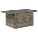 11-tlg. Garten-Sofagarnitur mit Kissen Grau Poly Rattan Akazie – Bild 6