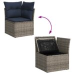 10-tlg. Garten-Sofagarnitur mit Kissen Grau Poly Rattan – Bild 8