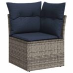 10-tlg. Garten-Sofagarnitur mit Kissen Grau Poly Rattan – Bild 4