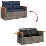 7-tlg. Garten-Sofagarnitur mit Kissen Schwarz Poly Rattan – Bild 7