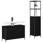 Badezimmermöbel Set mit Schubladen 2 pcs Schwarz Eichen-Optik – Bild 3