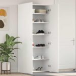 Schuhschrank mit Regal Weiss 80 x 35,5 x 180 cm Holzwerkstoff