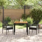 Garten Essgruppe 3 pcs Schwarz Poly-Rattan – Bild 4