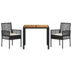 Garten Essgruppe 3 pcs Schwarz Poly-Rattan – Bild 7