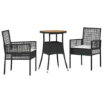 Garten Essgruppe 3 pcs Schwarz Poly-Rattan – Bild 2