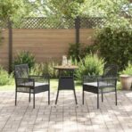 Garten Essgruppe 3 pcs Schwarz Poly-Rattan – Bild 4