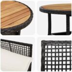 Garten Essgruppe 3 pcs Schwarz Poly-Rattan – Bild 9