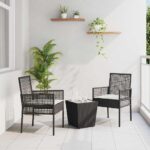 Garten Bistro Set 3 pcs Schwarz Poly-Rattan