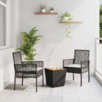 Garten Bistro Set 3 pcs Schwarz Poly-Rattan