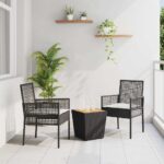 Garten Bistro Set 3 pcs Schwarz Poly-Rattan