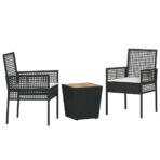 Garten Bistro Set 3 pcs Schwarz Poly-Rattan – Bild 2