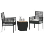 Garten Bistro Set 3 pcs Schwarz Poly-Rattan – Bild 3