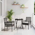 Garten Bistro Set 3 pcs Schwarz Poly-Rattan