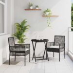 Garten Bistro Set 3 pcs Schwarz Poly-Rattan