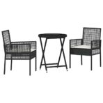 Garten Bistro Set 3 pcs Schwarz Poly-Rattan – Bild 2