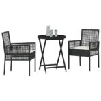 Garten Bistro Set 3 pcs Schwarz Poly-Rattan – Bild 3
