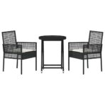 Garten Bistro Set 3 pcs Schwarz Poly-Rattan – Bild 7