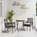 Garten Bistro Set 3 pcs Schwarz Poly-Rattan